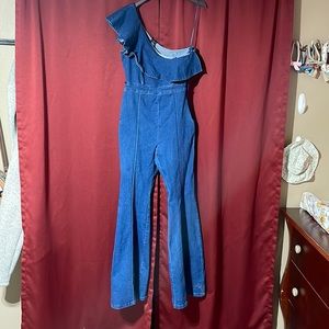 Jealous tomato jean romper medium